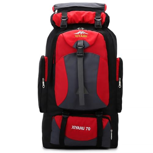 Lawaia 70L Hiking Backpack Large Camping Pack Backpacking Bag Rucking Backpacks Outdoor Trekking Travel Rucksack for Men Women-Red - color: Red