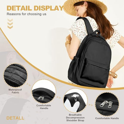 Lightweight School Backpack for Women Men, Black Laptop Travel Casual Daypack College Secondary School Bags Bookbag for Teenage Girls Boys - color: Black