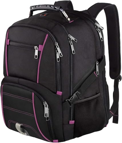 LTINVECK Extra Large Backpack,TSA Friendly Travel Laptop Computer Backpack for Men Women,RFID Water Resistant Big Business Backbag Fits 17.3 Inch Laptops,Purple - color: Purple