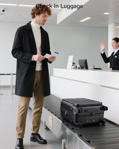 Hanke 24 Inch Expandable Luggage Top Opening Checked Bag Luggage Hard Shell Suitcases with Wheels Lightweight Travel Luggage Medium Suitcase with Lock for Woman Men-Jet Black - color: Jet Black, size: 24 Inch Expandable