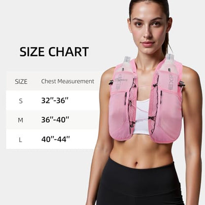 Running Vest Lightweight Packable Trail Hydration with 2 17oz Soft Flask Jogging Marathon Hiking Women Men - color: Pink 5L, size: Small