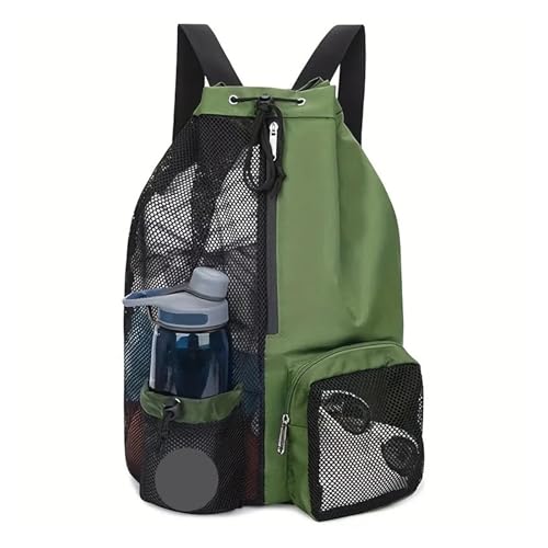 Swim Bag Mesh Drawstring Backpack With Wet Pocket Multipurpose Beach For Swimming, Gym, And Workout Gear(Green) - color: Green