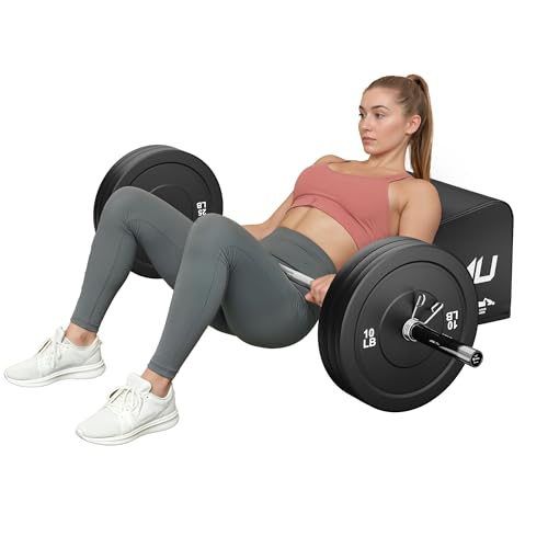 HT01-B Hip Thrust Bench, Hip Thrust Machine for Core&Ab Strength Training, Hip Thrust Booty Workout Box with Non-Slip, Glute Bridge Machine for Home and Gym, Large/Medium Size - color: Medium-BK-100