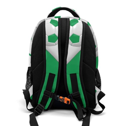 Backpack for School,Sport Ball Athlete Player Soccer Green Kid Water Resistant Casual Daypack for Travel with Bottle Side Pockets 16.5 Inch - color: Green