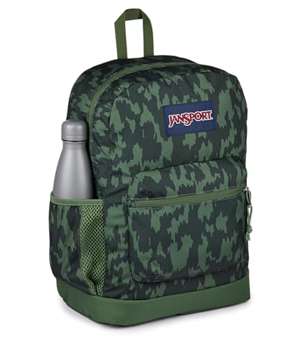 JanSport Cross Town Plus Backpack - Large Main Compartment, Side Water Bottle Pocket, 15-Inch Padded Laptop Sleeve - Camo Illusion - color: Camo Illusion
