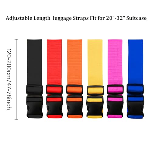 2 Pack Suitcase Straps, Bright Color Adjustable Luggage Belts, TSA Approved (Black) - color: Black
