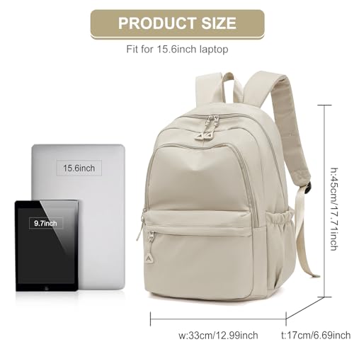 Casual Laptop Backpack for Women Men College Bookbag Waterproof Lightweight School Bag 15.6inch Laptop Daypack Large Capacity School Backpack for Teens Boys Girls (khaki) - color: Khaki