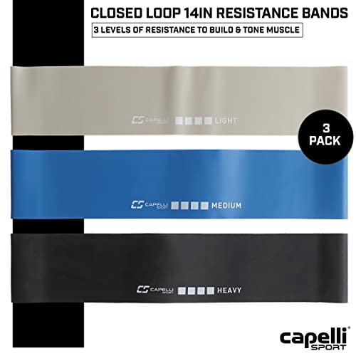 Capelli Sport Resistance Bands, Light, Medium and Heavy Exercise Loop Bands, Multicolor, 14 Inch, Pack of 3