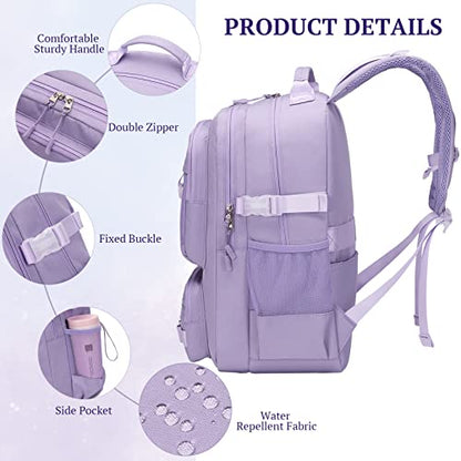 Lanola Backpack for Men Women Classic Water-resistant Lightweight Travel School Backpack Casual Daypack Laptop Backpack Fit 15.6 Inch - Beige - color: Rainbow Zipper-beige