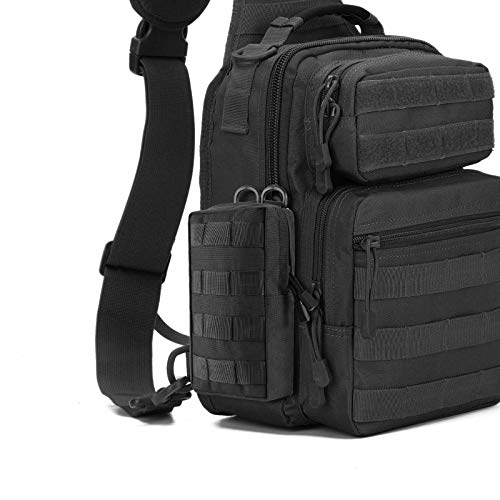 FRTKK 2 Pack Molle Pouches - Tactical Compact Water-Resistant EDC Pouch Bag Small Utility Pouch - color: 2 Pack-Black 3