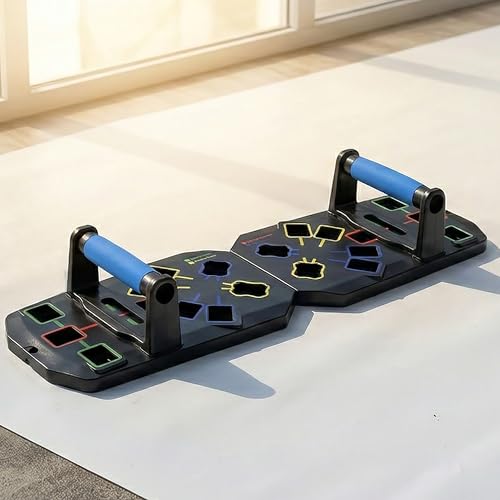 Push Up Board 20-In-1 Workout Equipment With Square Slots, Puzzle-Style Snap Design Pushup Board With Handles, Home Gym Fitness Equipment For Men And Women At Home Workout-Black