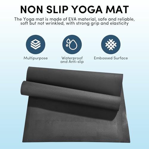 10 Pack Yoga Mats Bulk, 68'' x 24'' x 4mm Thick Black Yoga Mats for Kids and Adults, Anti-Slip Tear-Resistant Exercise Mat for Fitness Stretching Home Workout Gym and Studio