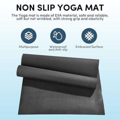 10 Pack Yoga Mats Bulk, 68'' x 24'' x 4mm Thick Black Yoga Mats for Kids and Adults, Anti-Slip Tear-Resistant Exercise Mat for Fitness Stretching Home Workout Gym and Studio
