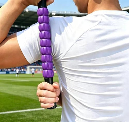 Muscle Roller Stick - A Full-Body Massage Roller that Can Relieve Muscle Soreness, Cramps and Tension After Exercise. It is a Handheld Physical Therapy and Recovery Tool（Black and Purple） - color: Purple