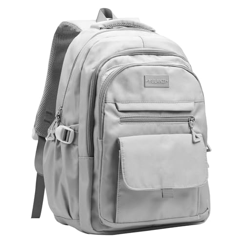 Phaoullzon Girls School Backpack for Boys, College Aesthetic Laptop Bookbag for Travel,Grey - color: Grey, size: Large (17.5 Inch)