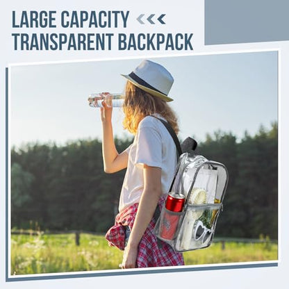 Sweetude 6 Pcs Clear Backpack bulk 11.4 x 9.5 x 5.1 Inch Bag Stadium Approved Plastic Transparent Backpack with 2 Water Holders (Gray) - color: Gray
