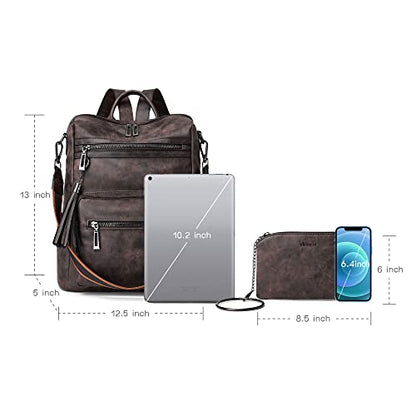 Shrrie Backpack Purse for Women Leather Backpack Fashion Designer Travel Backpack Convertible Shoulder Bag - color: 1-5-nubuck Coffee