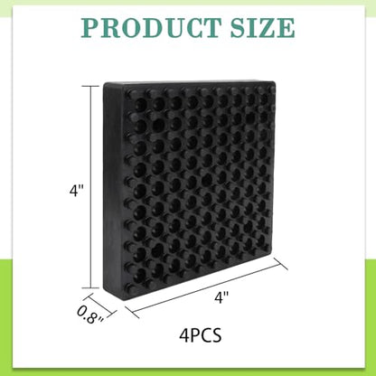 4 Pack Exercise Equipment Mat, Heavy Duty Thick Steel Embedded Rubber Pad, for Treadmills, Washing Machines, dryers, Non Slip Noise Reduction, 4 x 4 x 0.8 Inches