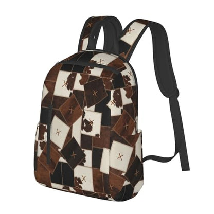 Stylish Daily Shoulder Backpack Cow Print Cow Fur Texture Abstract Leather Texture Cowhide Patchwork, Practical Multi-scene Daypack for Road Trip Picnic Walking Men Women - color: Picture (1181)