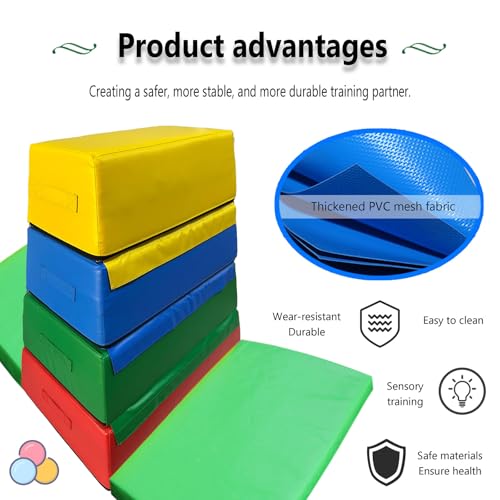 4-in-1 Foam Plyometric Box – Stackable Soft Plyometric Jump Box Set，Height Adjustable Plyometric Box Platform | plyometric box set Non-Slip PVC Cover, Easy to Clean, Stable Design(Size:90*60*90*30cm)