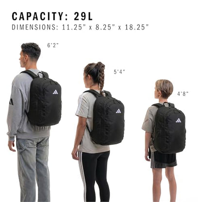 adidas Amplifier Backpack for Laptop, School and Gym, 28L, Black/White/Regular, OSFA - color: Black/White/Regular