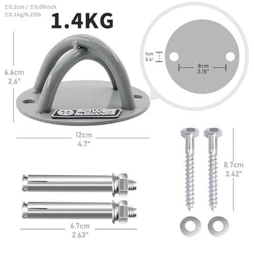POWER GUIDANCE Wall and Ceiling Mount Bracket for Suspension Straps, Gymnastic Rings, Yoga Swings & Hammock Resistance Band Battle Rope - color: Sliver ( Set of 1)
