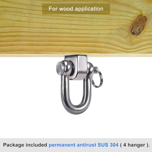 SELEWARE 4 Pack Swing Hangers Swing Set Hooks Stainless Steel Hammock Hooks for Porch Swing, Hammock Chair, Heavy Bag, Yoga Silk, Suspension Straps, Gymnastics Rings - color: Stainless 4 Pack Swing Hooks