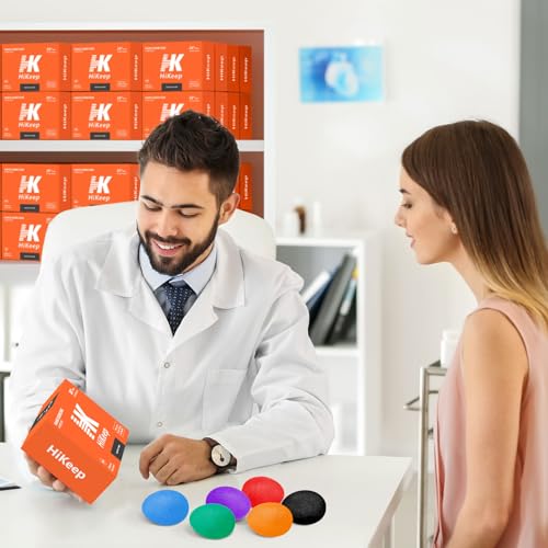 HiKeep Stress Balls for Adults (6 Pack), Stress Ball, Hand Strengthening Devices, Hand Exercisers for Strength, Exercise Squeeze Squishy Wrist Ball, Physical Therapy Exerciser, Grip Strength Trainer