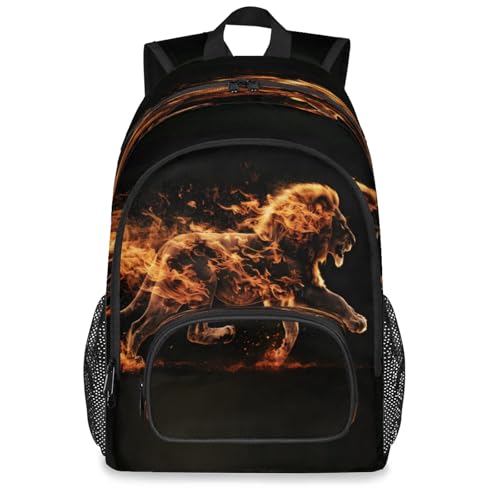 Animal Fire Lion Large Backpack 18 Inch Laptop Tablet Backpacks - color: Animal Fire Lion