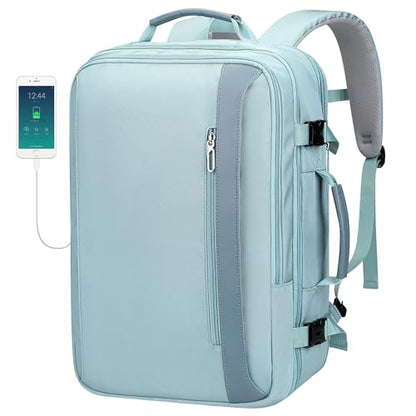 PIJUSHI Travel Backpack for Women Expandable Carry on Luggage Backpack Airline Approved TSA 16" Laptop Bag Business with USB Port(PE034 Blue) - color: Blue