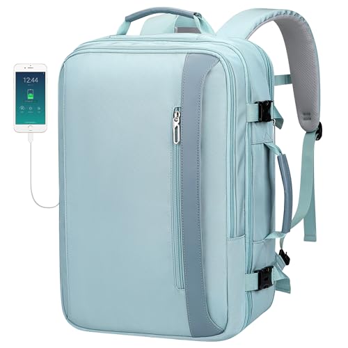 PIJUSHI Travel Backpack for Women Expandable Carry on Luggage Backpack Airline Approved TSA 16" Laptop Bag Business with USB Port(PE034 Blue) - color: Blue