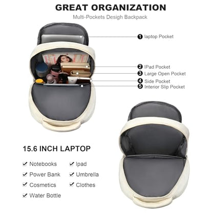 GAEKEAO Everyday Backpack for Women Men, Lightweight Casual Bookbag Travel Backpack for Work College Commute Beige - color: C02 Beige