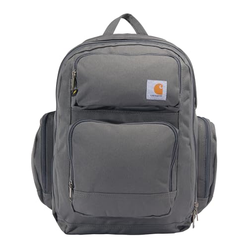 Carhartt 35L Triple-Compartment Backpack, Durable Pack with Laptop Sleeve and Duravax Abrasion Resistant Base, Grey - color: Grey