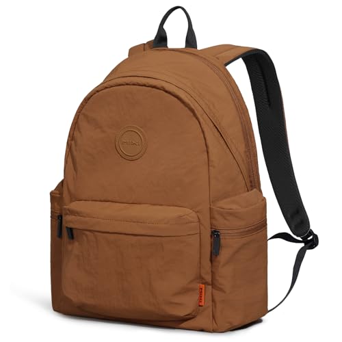 mixi Outdoor Lightweight Backpack Casual Carry On Laptop Backpack Travel Bookbag for Women Men, Water Resistant Durable Small Hiking Bag for Camping Weekender Sports College Work, 15 Inch, Brown - color: Brown, size: 15 inch