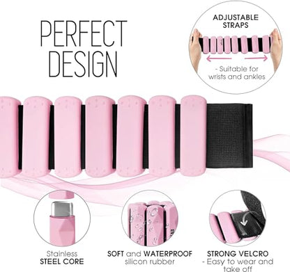 Yes4All Adjustable Wrist & Ankle Weights 3.5/5 LB Pair, Leg Weights for Women & Men, Weighted Arm Bands with Removable Sandbags for Fitness, Pilates, Walking, Strength Training - Versatile Colors - color: Pink, style: 1 LB x 2