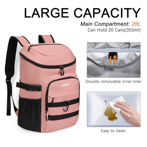 Cooler Backpack Insulated Leak Proof,Small Soft Coolers Bag for Men and Women Camping,Travel,Beach,Hiking,Picnic - color: Light Pink