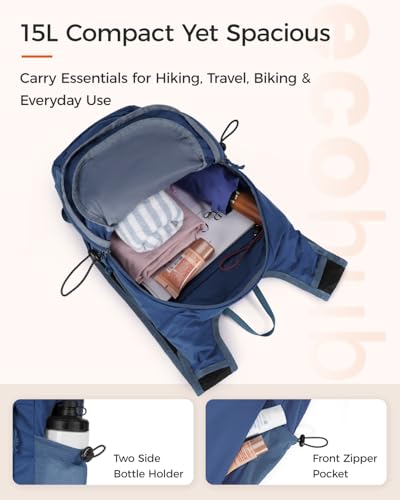 ECOHUB Small Hiking Daypacks Men 15L Lightweight Backpack for Travel Blue - color: Blue