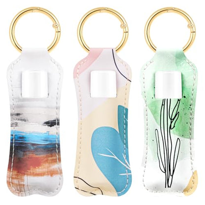 WK IEASON Lip Balm Holder for Chapstick Lipstick Sleeve Keychain,Small Christmas Gifts Stocking Stuffers for Teen Girls Women - color: 3 Pcs Floral Set a