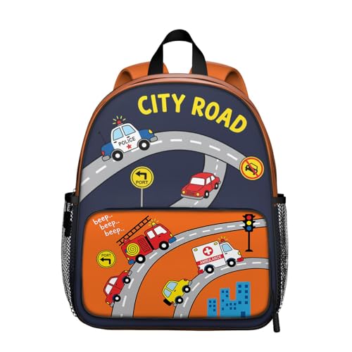 Toddler Backpack for Kids 4-6 – Cute Driving Car Kids Backpack, Fun Preschool Kindergarten Daycare Bag with Padded Straps & Chest Clip, Small Backpack for Kids Travel & Road Trip Gift - color: Cute Driving Car