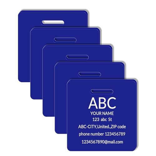 Custom Engraved Luggage Tags, Waterproof Personalized Luggage Tags, Acrylic Personalized Bag Tags for Suitcases/Backpack/Luggage Accessories (Square, Blue-A, 2 x 2 inches, Herringbone) - color: Blue-a, size: 2 x 2 inches, style: Square