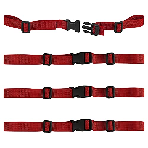 XTACER Backpack Chest Strap Adjustable Backpack Sternum Strap Chest Belt with Buckle (Pack of 4) - color: Red