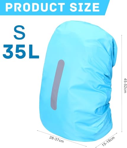 Backpack Rain Cover Waterproof Backpack Cover Rain Cover for Backpack with Reflective Strip Outdoor Back Pack Bag Covers Raincover Protector for Hiking Camping Hunting Biking Traveling 30L-40L