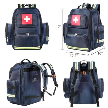 Gatycallaty First Aid Backpack Medical Emt First Responder Bag Empty Ems Emergency Home Health Hiking Trauma Travel Camping (Large, Navy) - color: Navy, size: Large