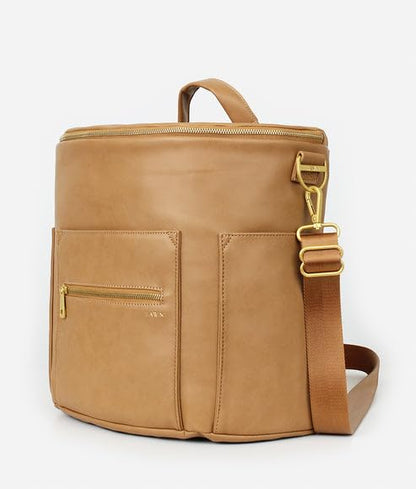 FAWN DESIGN The Original Diaper Bag, Faux Leather Diaper Bag Backpack, Vegan Leather, Large Capacity Baby Bag for Mom - color: Tan