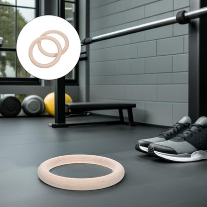VALICLUD Wooden Gymnastic Rings Set 2pcs with Adjustable Straps for Home Gym Strength Training and Full Body Workout Fitness Rings for Men and Cross-Training