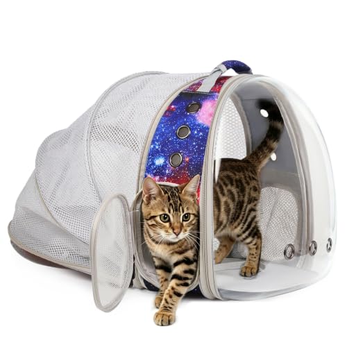 Back Extension Cat Travel Carrier Backpack (Galaxy Blue, Clear Window) - color: Galaxy Blue