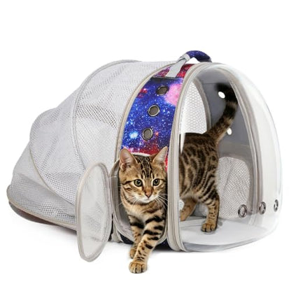 Back Extension Cat Travel Carrier Backpack (Galaxy Blue, Clear Window) - color: Galaxy Blue
