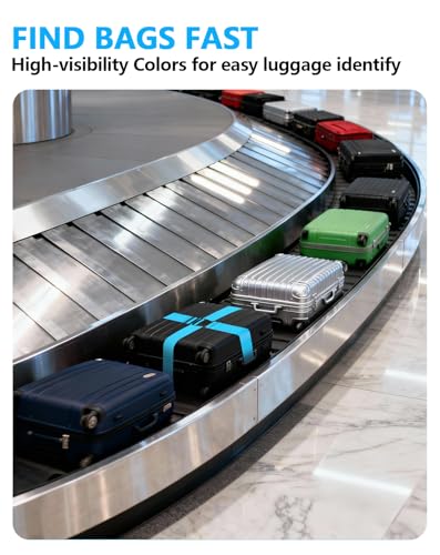 BILIONE 2 Pack Luggage Straps for Suitcases Adjustable Bright Nylon Belt to Identify, with Add A Bag Strap, Travel Essentials for Air Flying - color: Black+Grey