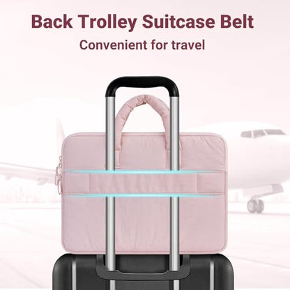MOSISO Laptop Case 16 inch, 15-15.6 inch Puffy Laptop Sleeve Compatible with MacBook Pro 16 M5 M4 M3 M2 M1, HP Acer Dell Lenovo ASUS Notebook, Rectangle Quilted Carrying Bag with Bow&Handle, Pink - color: Pink, size: 16 inch