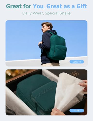 VASCHY School Backpacks, Lightweight Bookbag Schoolbag for Boys Girls Casual Basic Simple Daypack for Men Women Dark Green - color: Dark Green